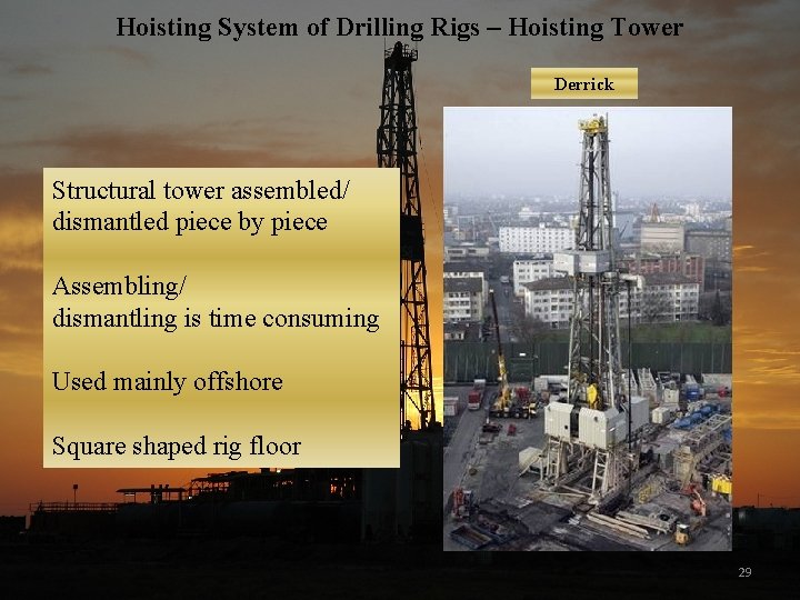 Hoisting System of Drilling Rigs – Hoisting Tower Derrick Structural tower assembled/ dismantled piece