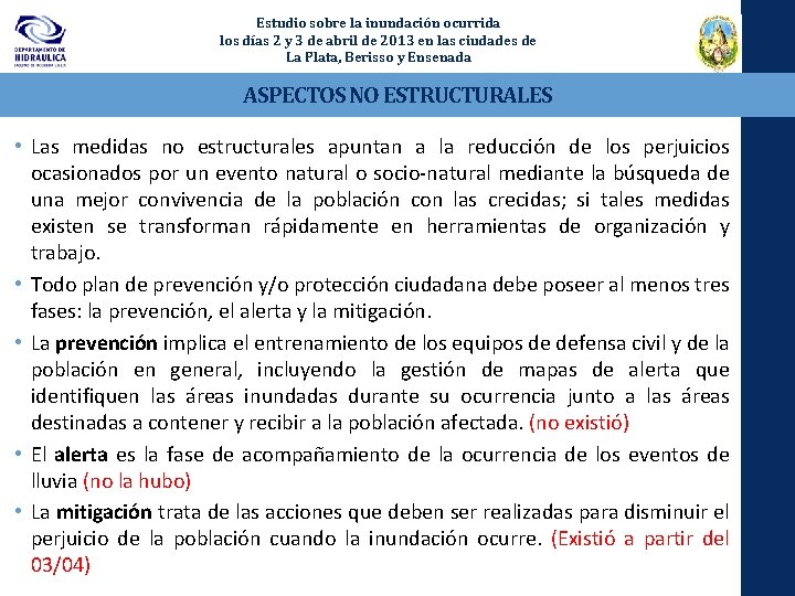 Estudio sobre la inundación ocurrida los días 2 y 3 de abril de 2013