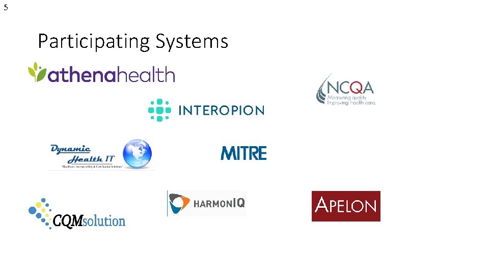 5 Participating Systems 5 Participating Systems