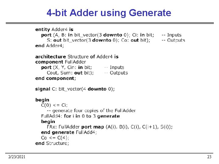 4 -bit Adder using Generate 2/23/2021 23 