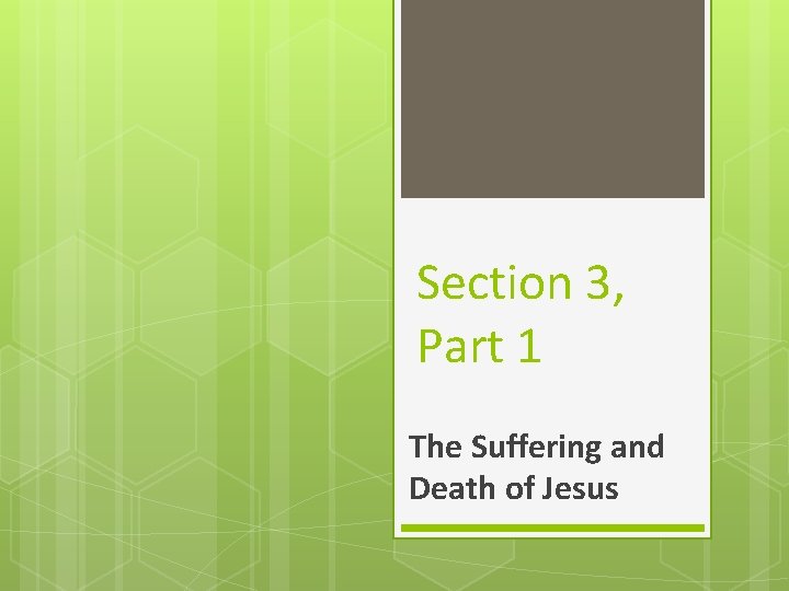 Section 3, Part 1 The Suffering and Death of Jesus 