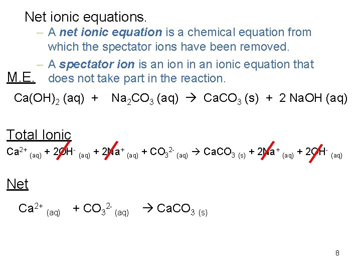 Net ionic equations. – A net ionic equation is a chemical equation from which