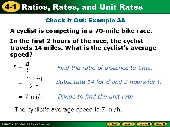4 -1 Ratios, Rates, and Unit Rates Check It Out: Example 3 A A