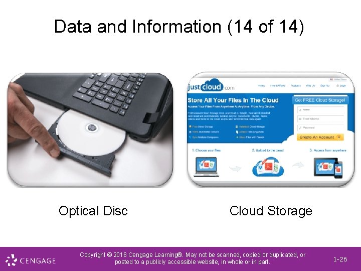 Data and Information (14 of 14) Optical Disc Cloud Storage Copyright © 2018 Cengage