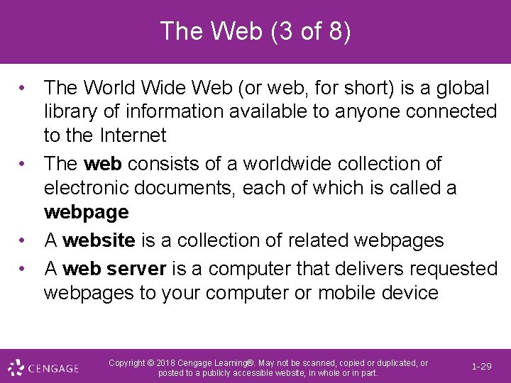The Web (3 of 8) • The World Wide Web (or web, for short)