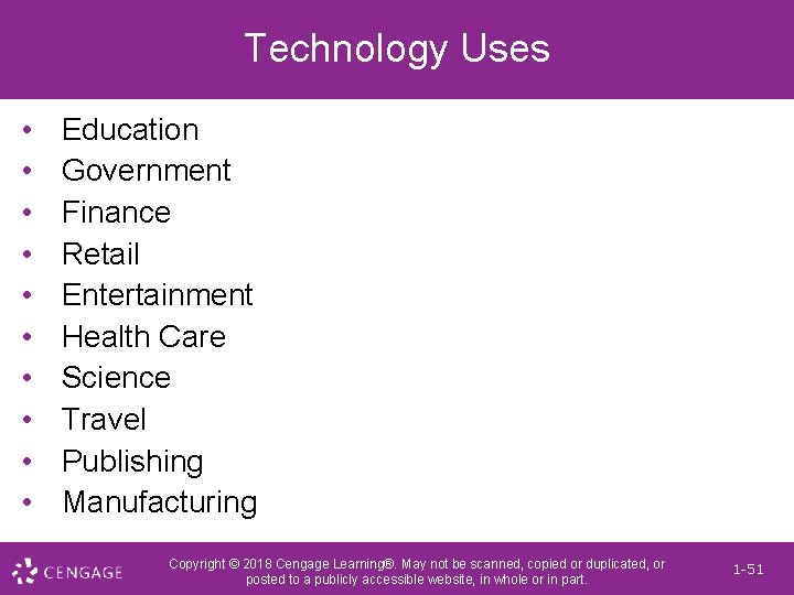 Technology Uses • • • Education Government Finance Retail Entertainment Health Care Science Travel