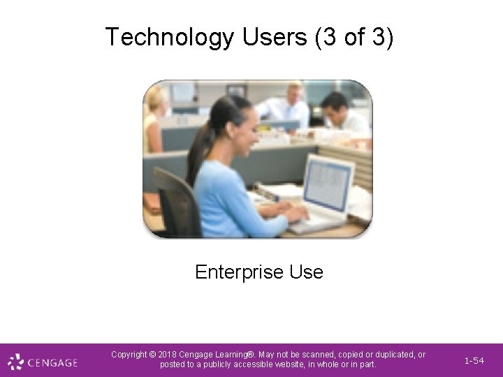 Technology Users (3 of 3) Enterprise Use Copyright © 2018 Cengage Learning®. May not