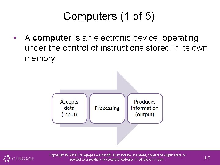 Computers (1 of 5) • A computer is an electronic device, operating under the