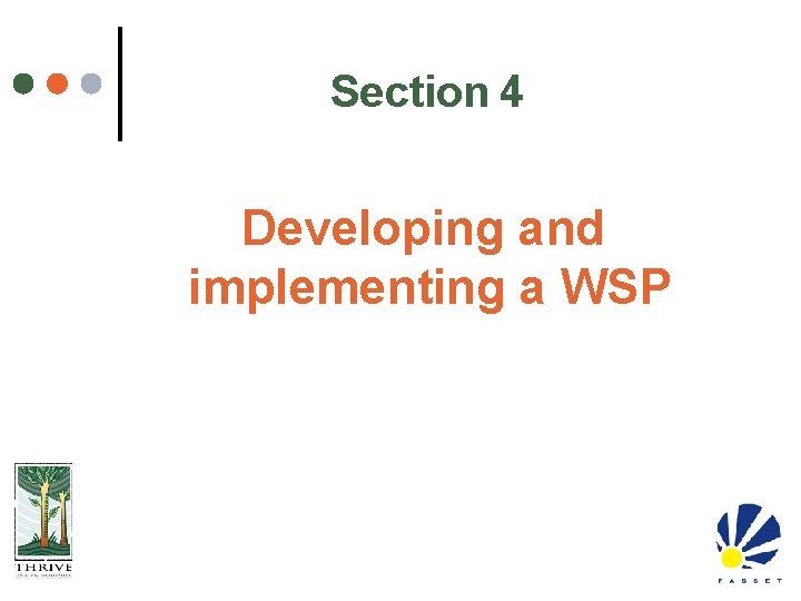 Section 4 Developing and implementing a WSP 