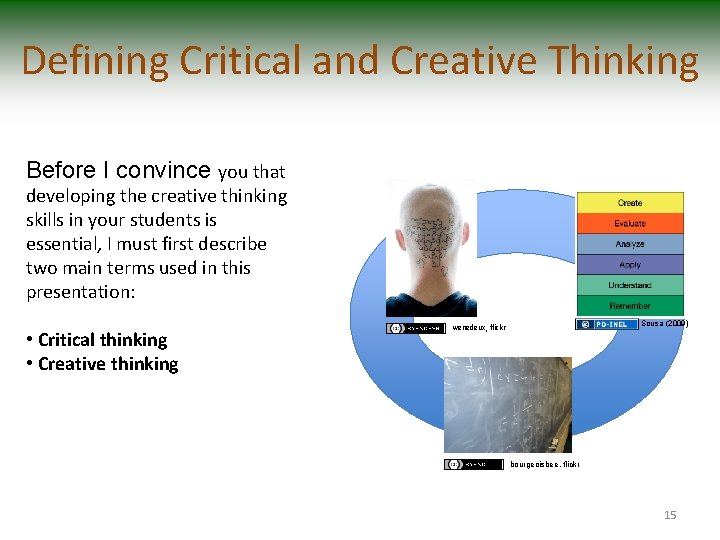 Defining Critical and Creative Thinking Before I convince you that developing the creative thinking