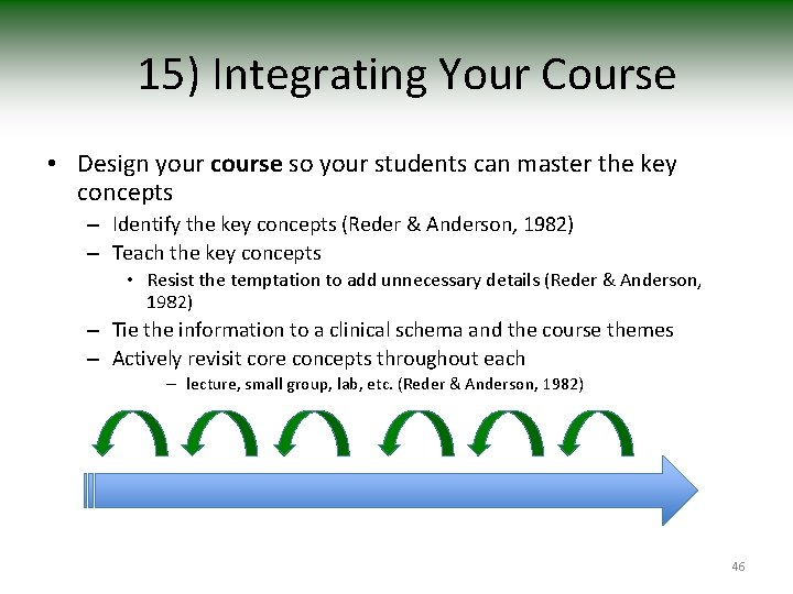 15) Integrating Your Course • Design your course so your students can master the