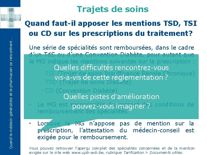 Quand le médecin généraliste et le pharmacien se rencontrent … Trajets de soins Quand