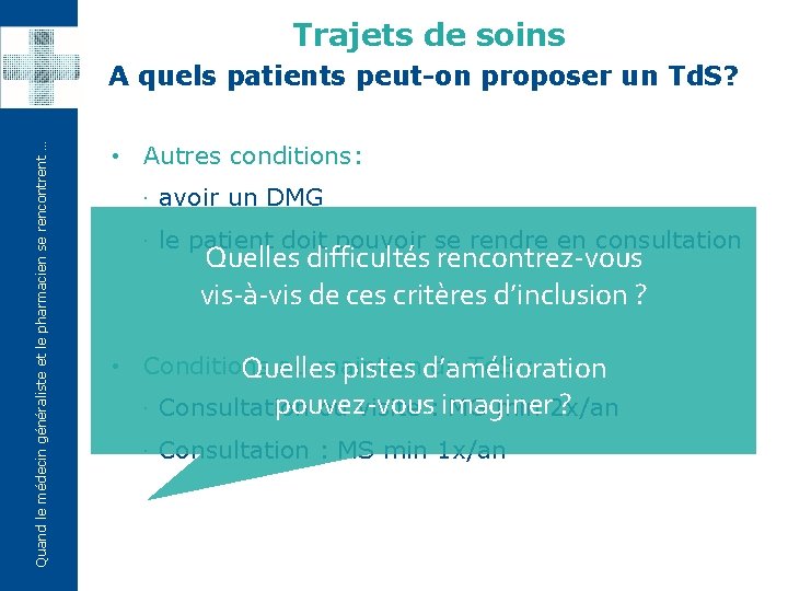 Trajets de soins Quand le médecin généraliste et le pharmacien se rencontrent … A