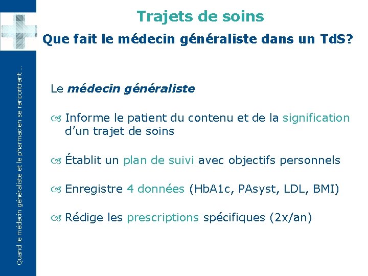 Trajets de soins Quand le médecin généraliste et le pharmacien se rencontrent … Que