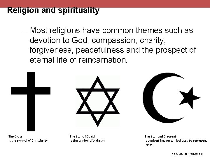Religion and spirituality – Most religions have common themes such as devotion to God,