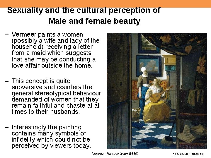 Sexuality and the cultural perception of Male and female beauty – Vermeer paints a