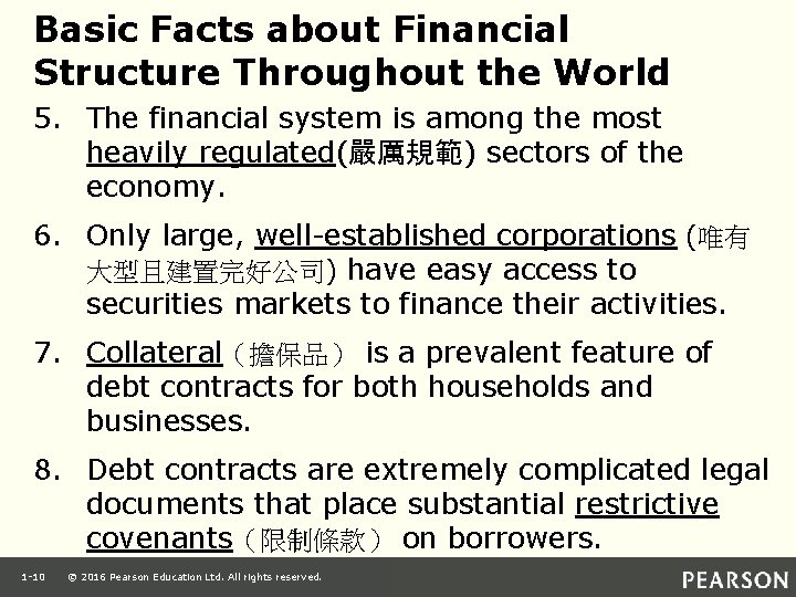 Basic Facts about Financial Structure Throughout the World 5. The financial system is among