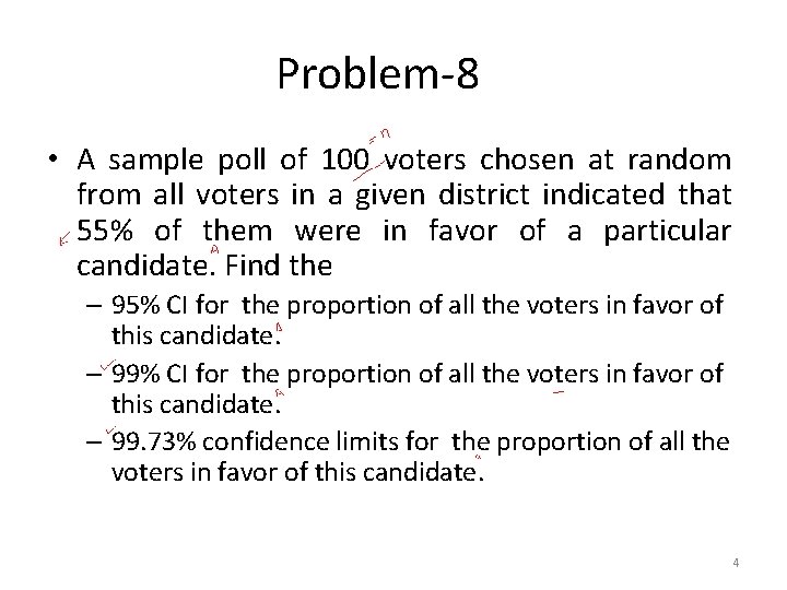 Problem-8 • A sample poll of 100 voters chosen at random from all voters