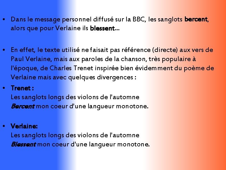  • Dans le message personnel diffusé sur la BBC, les sanglots bercent, alors