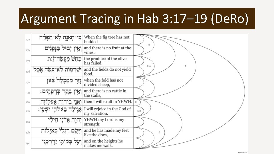 Argument Tracing in Hab 3: 17– 19 (De. Ro) 