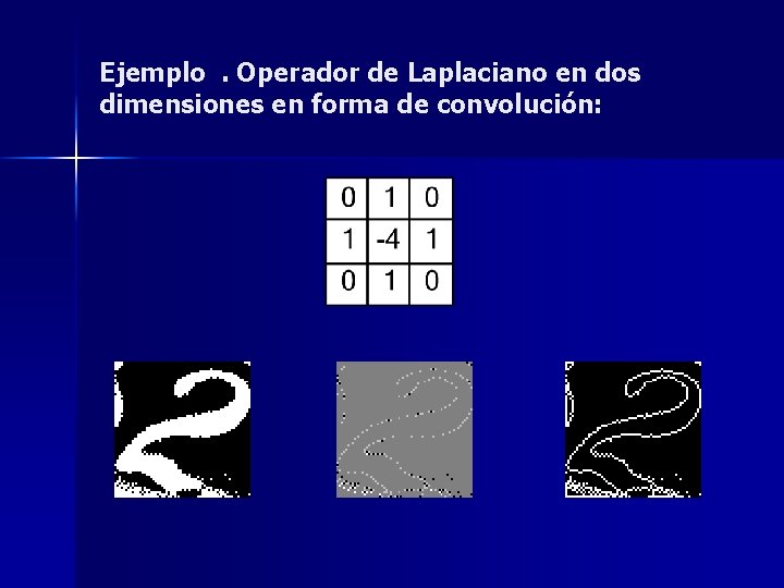Ejemplo. Operador de Laplaciano en dos dimensiones en forma de convolución: 