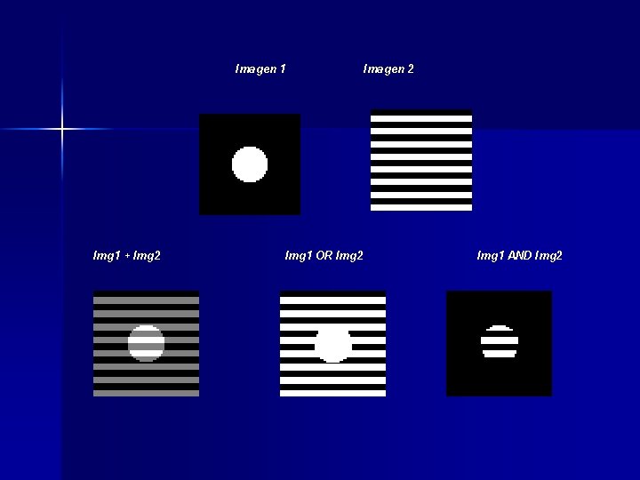 Imagen 1 Img 1 + Img 2 Img 1 OR Img 2 Imagen 2