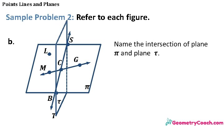 Points Lines and Planes Sample Problem 2: Refer to each figure. b. 
