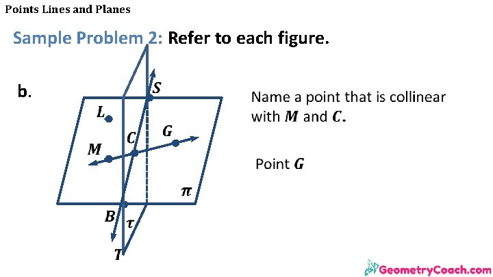 Points Lines and Planes Sample Problem 2: Refer to each figure. b. 