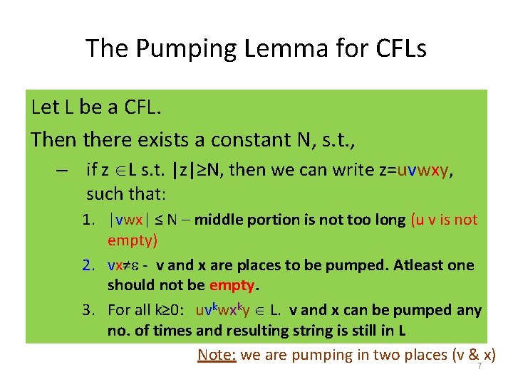 Pumping lemma for cfg by mr r karunamoorthi
