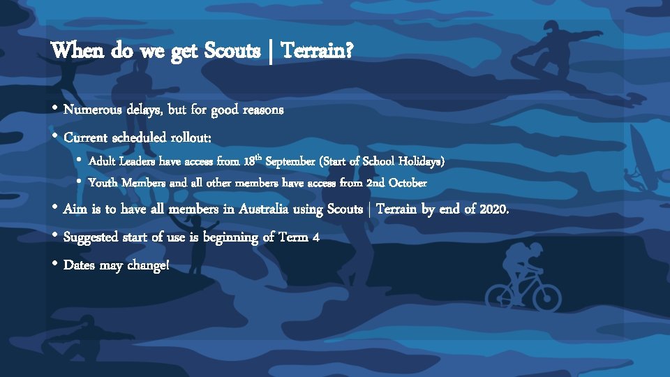 When do we get Scouts | Terrain? • Numerous delays, but for good reasons When do we get Scouts | Terrain? • Numerous delays, but for good reasons