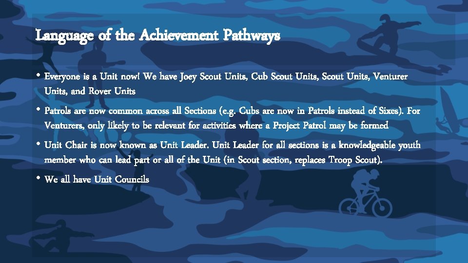 Language of the Achievement Pathways • Everyone is a Unit now! We have Joey Language of the Achievement Pathways • Everyone is a Unit now! We have Joey