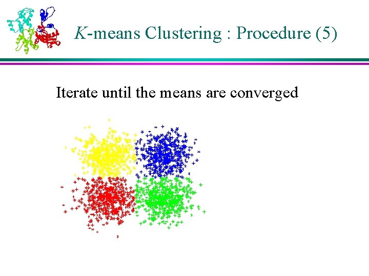 K-means Clustering : Procedure (5) Iterate until the means are converged 