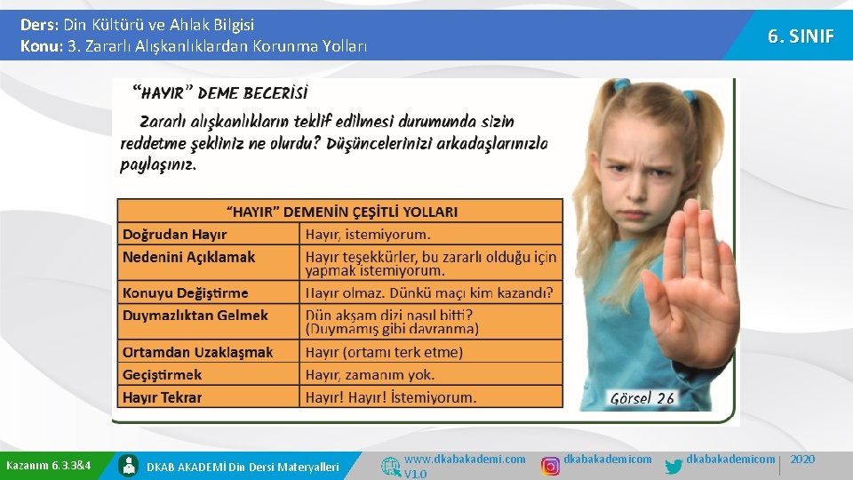 Ders: Din Kültürü ve Ahlak Bilgisi Konu: 3. Zararlı Alışkanlıklardan Korunma Yolları Kazanım 6. Ders: Din Kültürü ve Ahlak Bilgisi Konu: 3. Zararlı Alışkanlıklardan Korunma Yolları Kazanım 6.