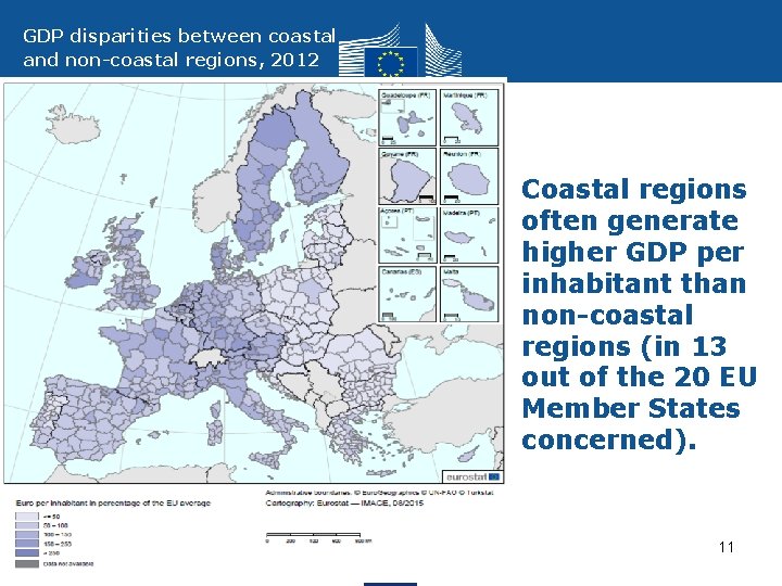 GDP disparities between coastal and non-coastal regions, 2012 Coastal regions often generate higher GDP