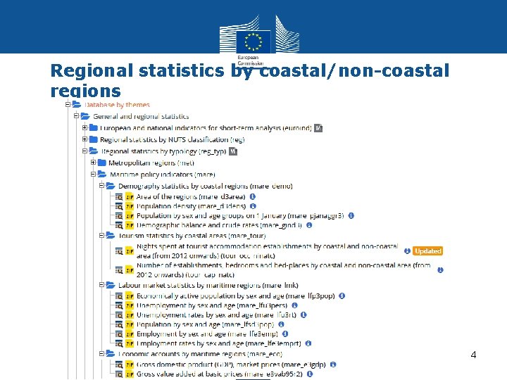 Regional statistics by coastal/non-coastal regions 4 