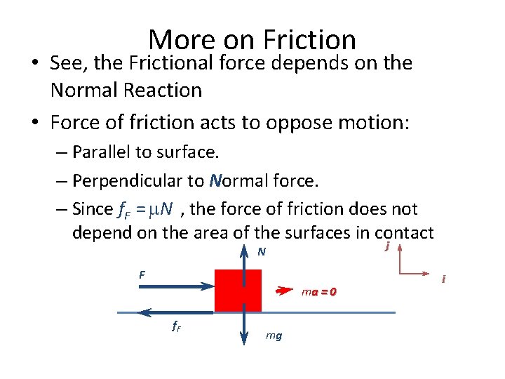 More on Friction • See, the Frictional force depends on the Normal Reaction •