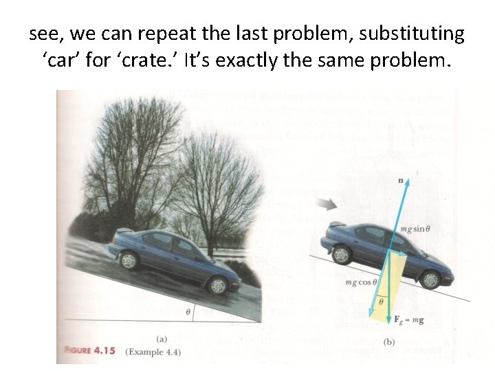 see, we can repeat the last problem, substituting ‘car’ for ‘crate. ’ It’s exactly