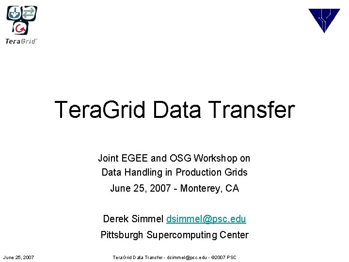 Tera. Grid Data Transfer Joint EGEE and OSG Workshop on Data Handling in Production