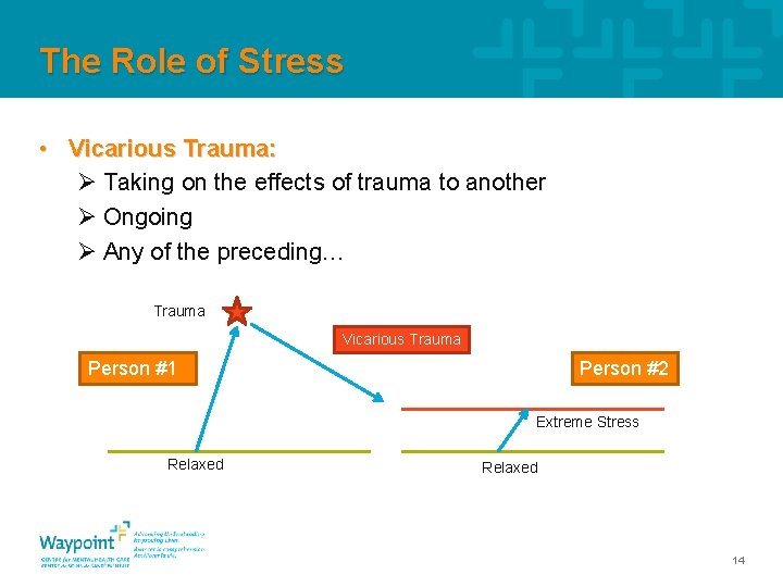 The Role of Stress • Vicarious Trauma: Ø Taking on the effects of trauma