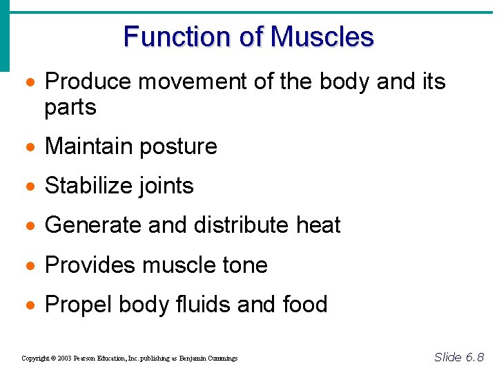 Function of Muscles · Produce movement of the body and its parts · Maintain