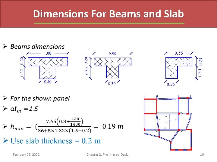 Dimensions For Beams and Slab February 23, 2021 Chapter 2: Preliminary Design 10 