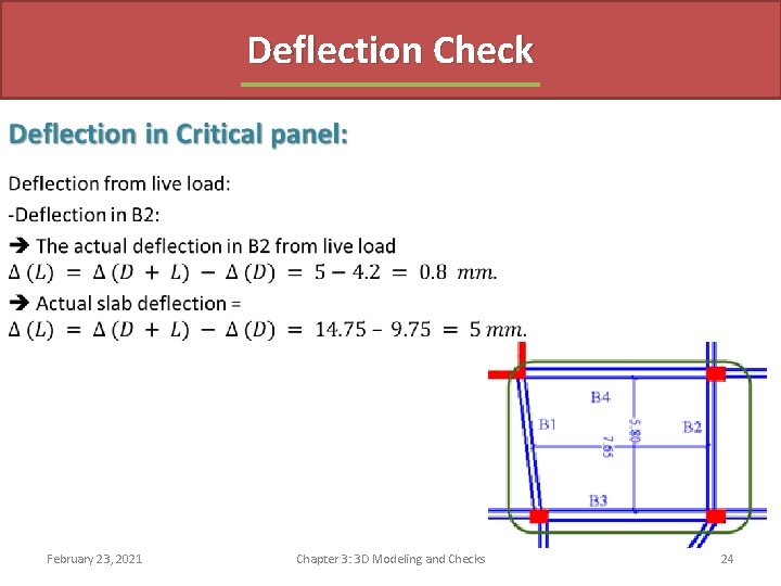 Deflection Check February 23, 2021 Chapter 3: 3 D Modeling and Checks 24 