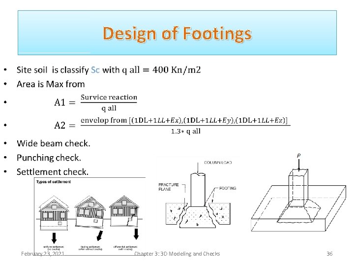 Design of Footings • February 23, 2021 Chapter 3: 3 D Modeling and Checks