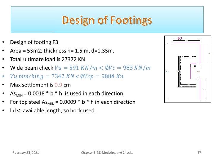 Design of Footings • February 23, 2021 Chapter 3: 3 D Modeling and Checks