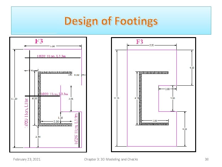 Design of Footings February 23, 2021 Chapter 3: 3 D Modeling and Checks 38