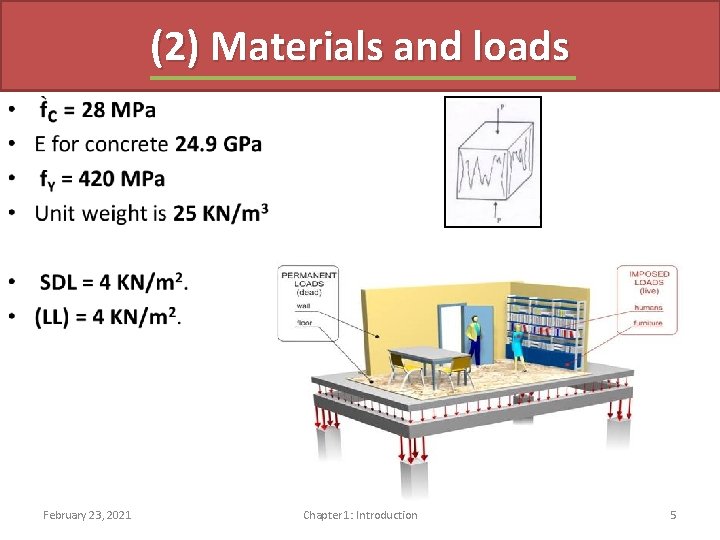 (2) Materials and loads February 23, 2021 Chapter 1: Introduction 5 