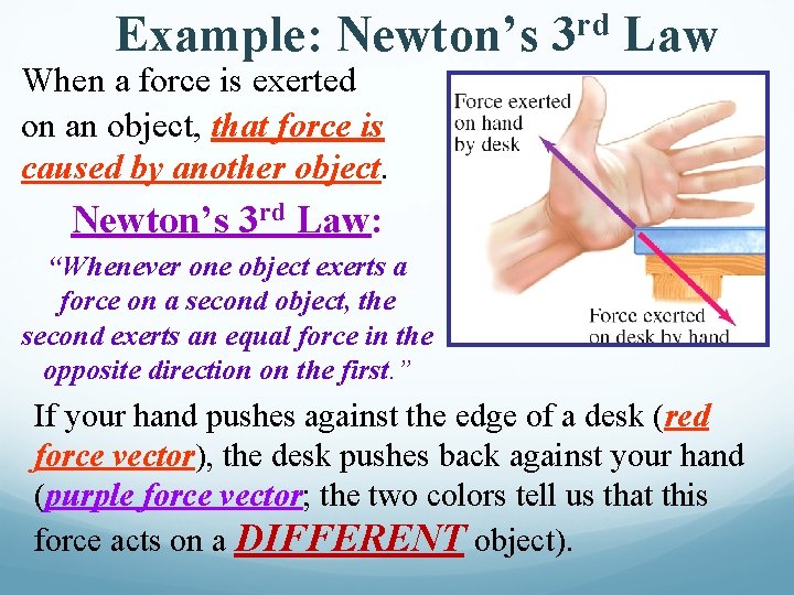 Example: Newton’s When a force is exerted on an object, that force is caused