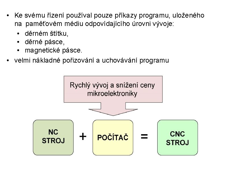  • Ke svému řízení používal pouze příkazy programu, uloženého na paměťovém médiu odpovídajícího úrovni