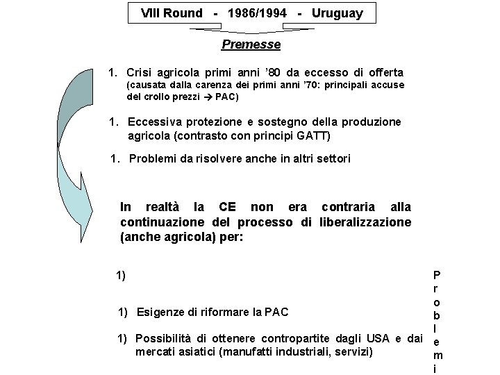 VIII Round - 1986/1994 - Uruguay Premesse 1. Crisi agricola primi anni ’ 80