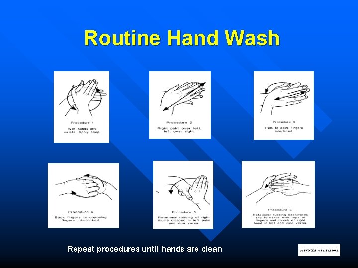 Routine Hand Wash Repeat procedures until hands are clean 
